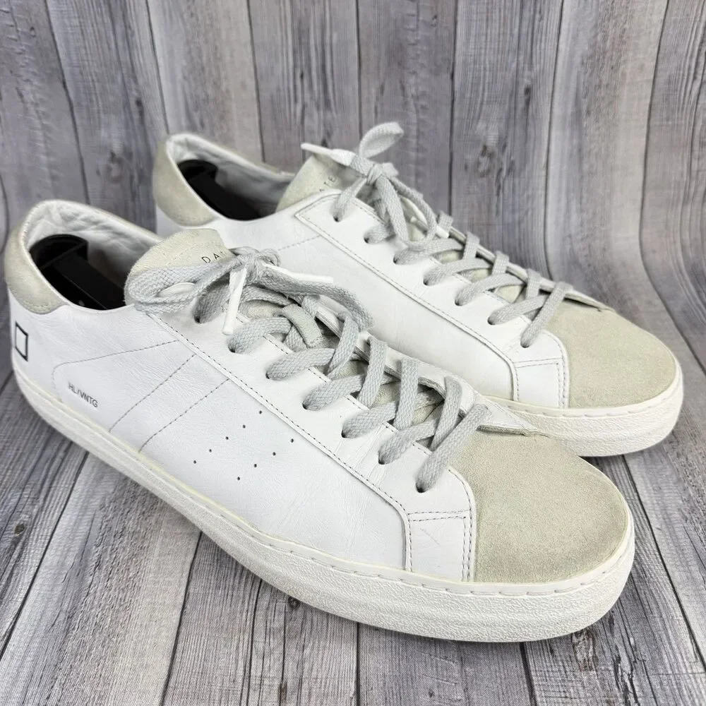 D.A.T.E. HILL LOW VINTAGE CALF VC WH in White Leather - Men's Shoes Size 14 US